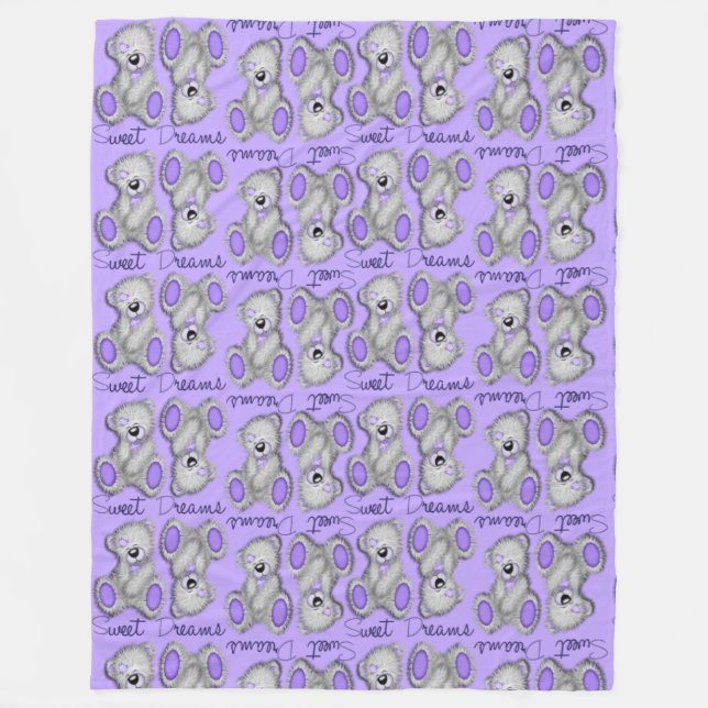 Cobertor De Velo Teddy de sonhos doces azul-lavanda (Frente)