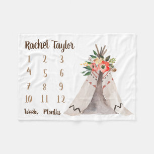 Cobertor De Velo Teepee Monthly Baby Girl Milestone Blanket