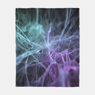 Cobertor De Velo Teia Neural Abstrata Roxa Azul Turquesa Luminosa