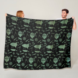 Cobertor De Velo Tema de Aeronaves Steampunk Verdigris Bronze