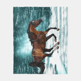 Cobertor De Velo Tema de inverno Galopando Cavalo Árabe