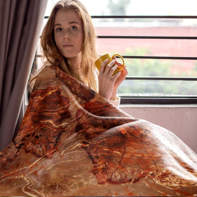 Cobertor De Velo Tema de queda deixa o Terracotta (Fall Theme Leaves Terracotta Fleece Blanket girl mockup)