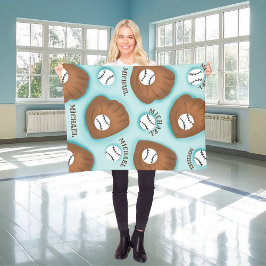 Cobertor De Velo Tema do Esporte Padrão da Bola de Beisebol e Nome 