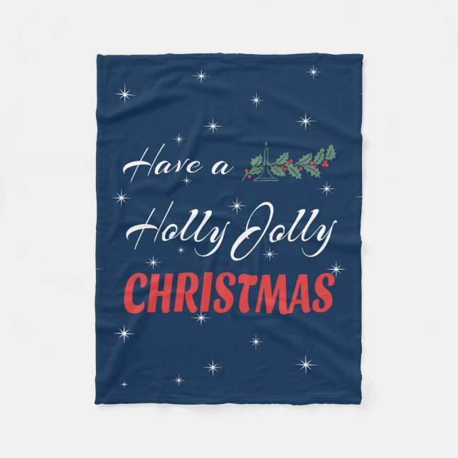 Cobertor De Velo Tenha um Natal Holly Jolly (Frente)