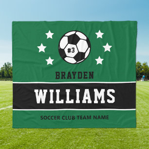 Cobertor De Velo Tênis Personalizado Verde Preto de Futebol com Nom
