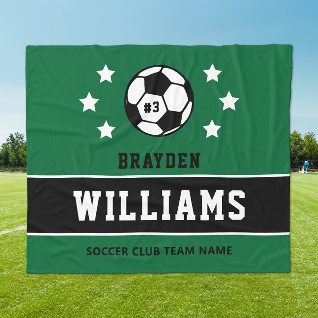 Cobertor De Velo Tênis Personalizado Verde Preto de Futebol com Nom (Criador carregado)