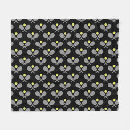 Cobertor De Velo Tennis Seamless Pattern - Racket and Ball on Black