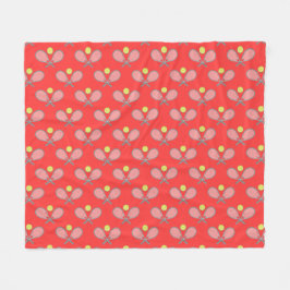 Cobertor De Velo Tennis Seamless Pattern - Racket and Ball on Red  