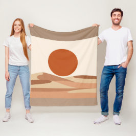 Cobertor De Velo Terracota Sol Minimalista Boho Paisagem Abstrata