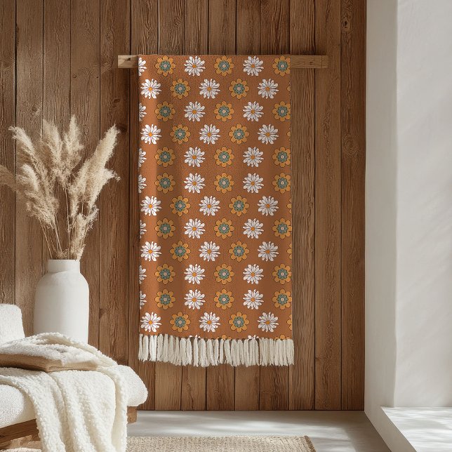 Cobertor De Velo Terracotta Blanket Groovy 70s Flower Design (Terracotta Blanket Groovy 70s Flower Design)