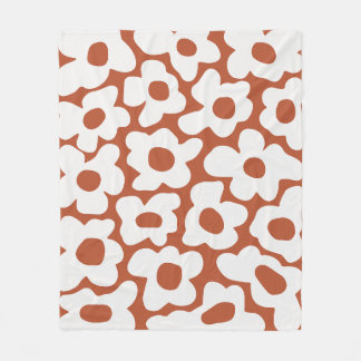 Cobertor De Velo Terracotta Retro Groovy Baby Flowers Padrão