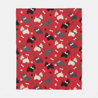 Cobertor De Velo Terrier Paws e Bones Red