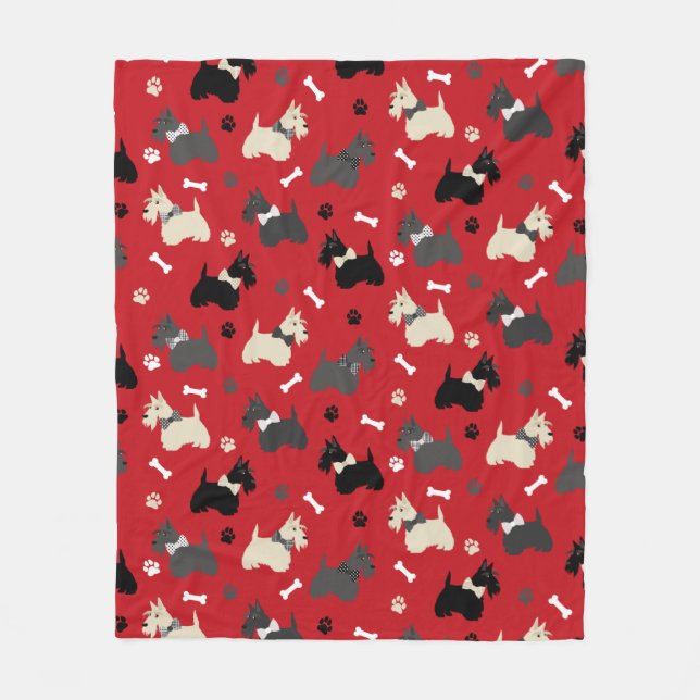 Cobertor De Velo Terrier Paws e Bones Red (Frente)