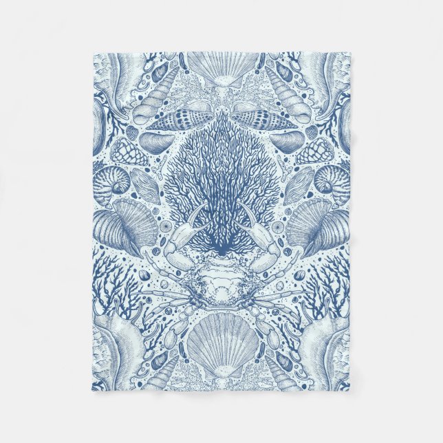 Cobertor De Velo Tesouros de praia em azul (Frente)