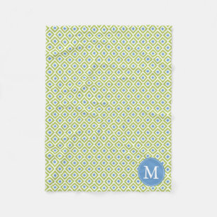Cobertor De Velo Teste padrão azul verde Monogrammed de Ikat dos