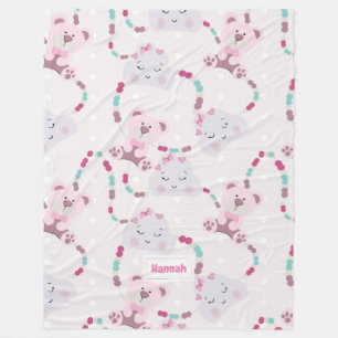 Cobertor De Velo Teste padrão bonito do bebé dos ursos e das nuve