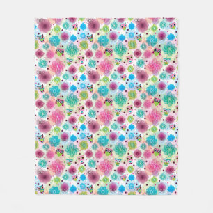 Cobertor De Velo Teste padrão bonito do fundo da coruja da flor