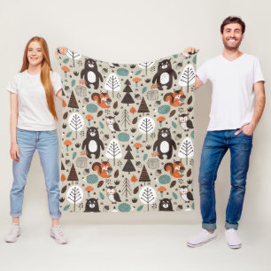 Cobertor De Velo Teste padrão bonito dos animais da floresta do