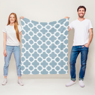 Cobertor De Velo Teste padrão branco azul de Ikat Quatrefoil da