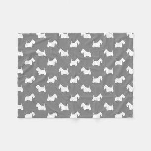 Cobertor De Velo Teste padrão branco das silhuetas de Terrier do