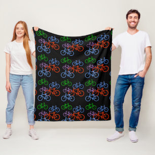 Cobertor De Velo Teste padrão brilhante das bicicletas no preto