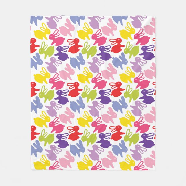 Cobertor De Velo teste padrão com coelhos da páscoa (Frente)