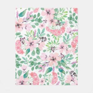 Cobertor De Velo Teste padrão de flores cor-de-rosa & verde de