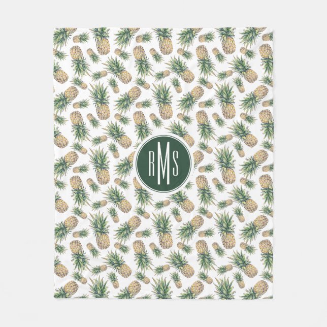 Cobertor De Velo Teste padrão do abacaxi da aguarela (Frente)