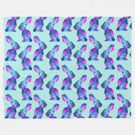 Cobertor De Velo Teste padrão do coelho da galáxia da aguarela