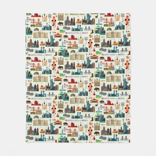 Cobertor De Velo Teste padrão dos símbolos dos Estados Unidos (Frente)