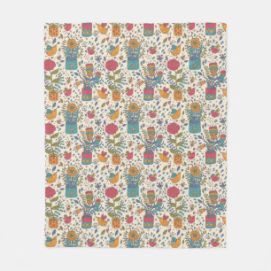 Cobertor De Velo Teste padrão floral dos desenhos animados com