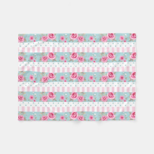 Cobertor De Velo Teste padrão floral romântico dos rosas do rosa & (Frente (Horizontal))