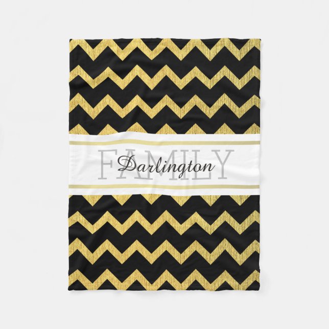 Cobertor De Velo Teste padrão preto e Dourado de Chevron do (Frente)