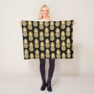 Cobertor De Velo Teste padrão preto e Dourado tropical elegante do