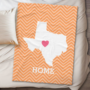 Cobertor De Velo Texas Home State Love com Custom Heart Opcional