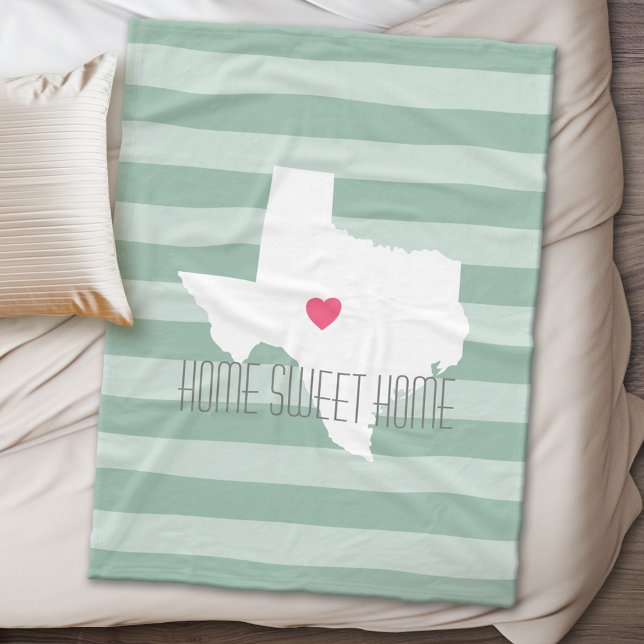 Cobertor De Velo Texas Home State Love with Custom Heart (Texas Personalized Fleece Blanket)