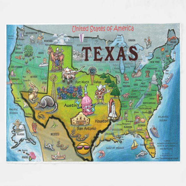 Cobertor De Velo Texas USA Fleece Blanket (Frente (Horizontal))