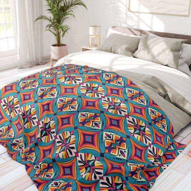 Cobertor De Velo Téxtil Tribal Laranja e Azul (Criador carregado)