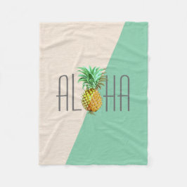 Cobertor De Velo Texto Aloha da Ilustração de Vintagem PineApple