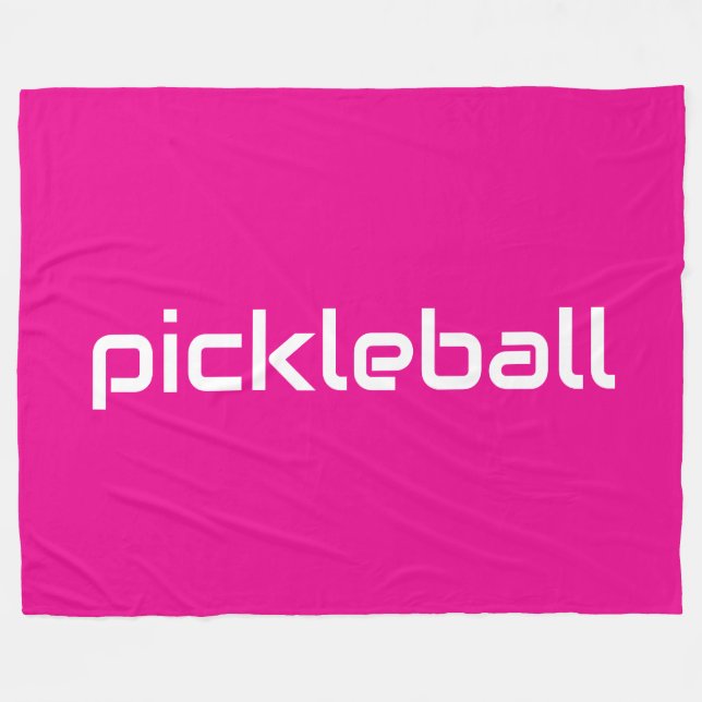Cobertor De Velo Texto Branco Moderno PICKLEBALL A Rosa Brilhante (Frente (Horizontal))