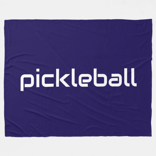 Cobertor De Velo Texto Branco Moderno PICKLEBALL Em Azul Profundo M (Frente (Horizontal))