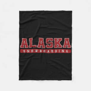 Cobertor De Velo Texto de Vintage Vermelho do Alaska Snowboard