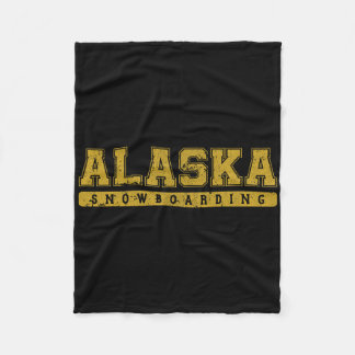 Cobertor De Velo Texto de Vintagem Amarelo do Alaska Snowboard