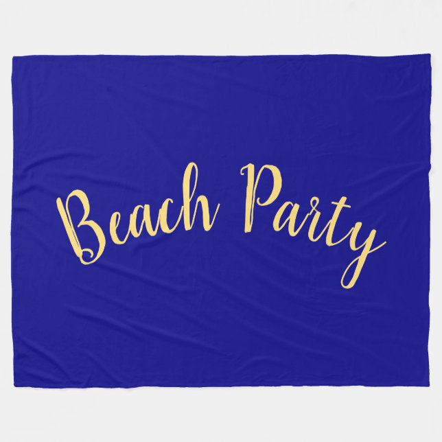 Cobertor De Velo Texto divertido da FESTA BEACH Deep Royal Ocean Bl (Frente (Horizontal))