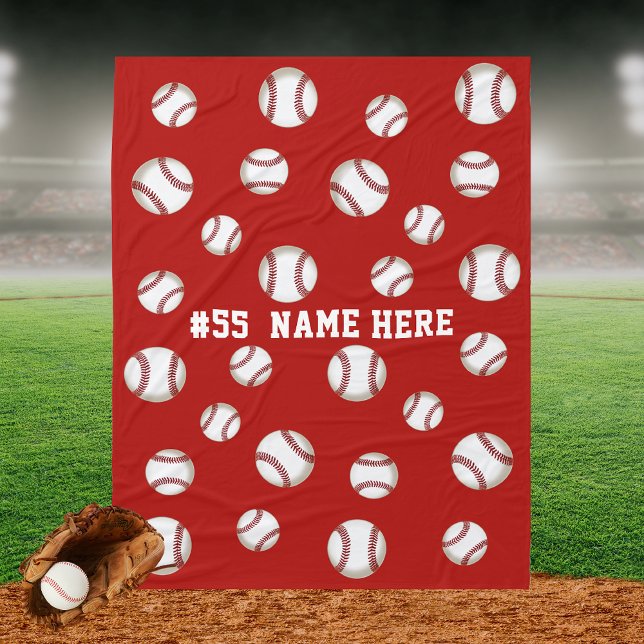 Cobertor De Velo TEXTO DO Blanket Fleece Personalizado do Baseball, (Criador carregado)