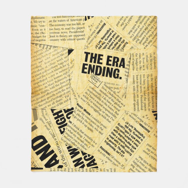 Cobertor De Velo Texto do jornal com papel antigo (Frente)