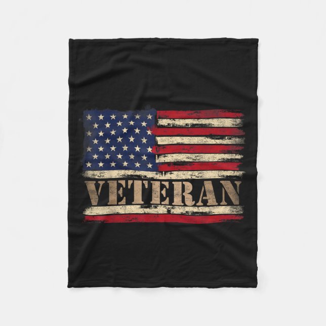 Cobertor De Velo Texto em negrito Retro Veterano Bandeira dos EUA D (Frente)