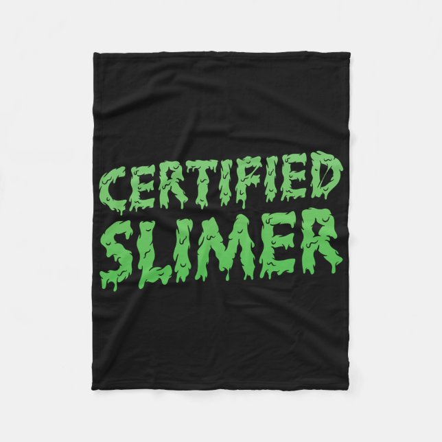 Cobertor De Velo Texto Slimer de Halloween certificado (Frente)