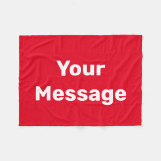 Cobertor De Velo Texto vermelho e branco simples Modelo de sua mens