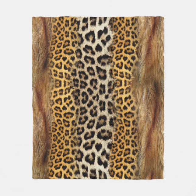 Cobertor De Velo Textura com pelo: raposa e leopardo. (Frente)